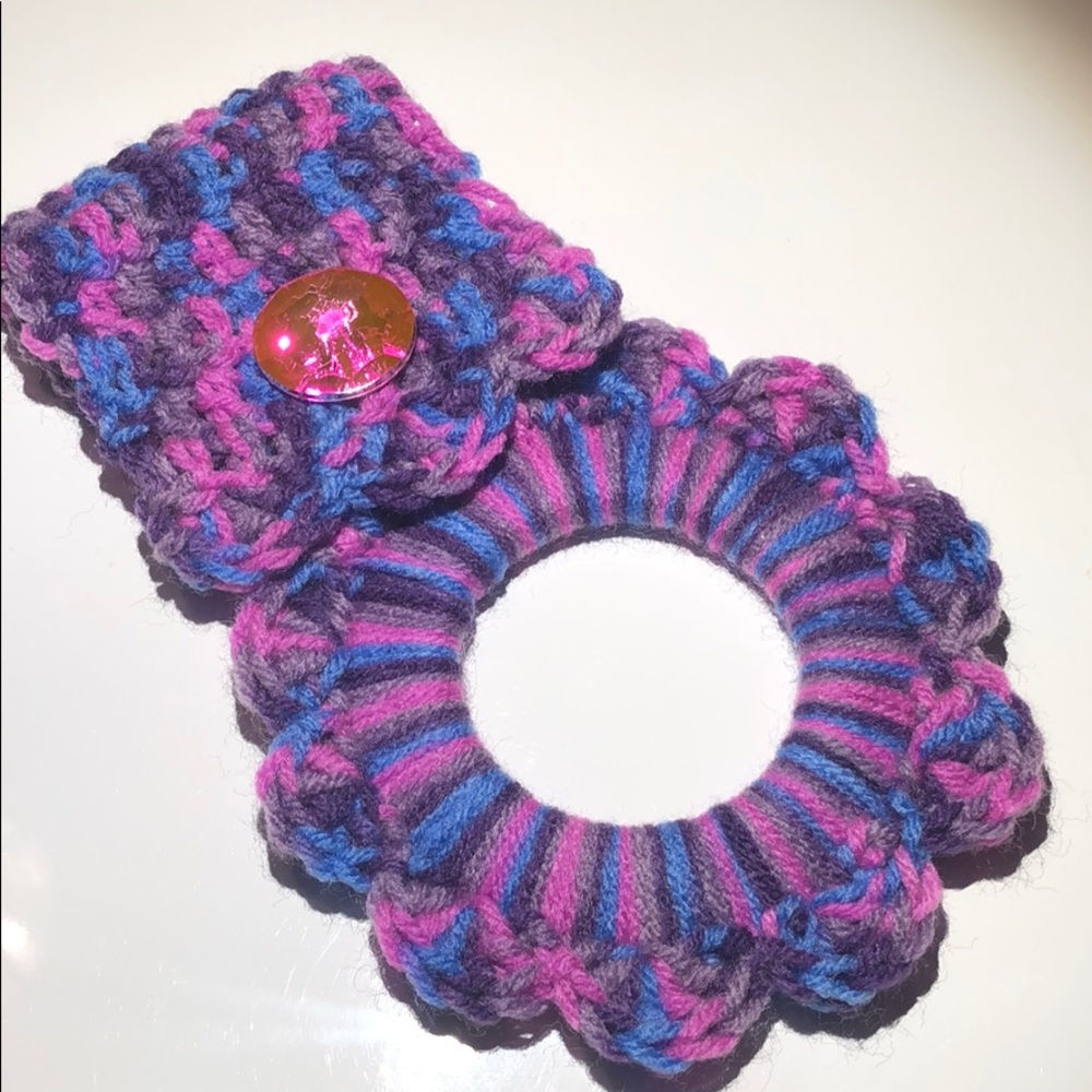 Kitchen towel hanger pink & purple gem button great gift idea
